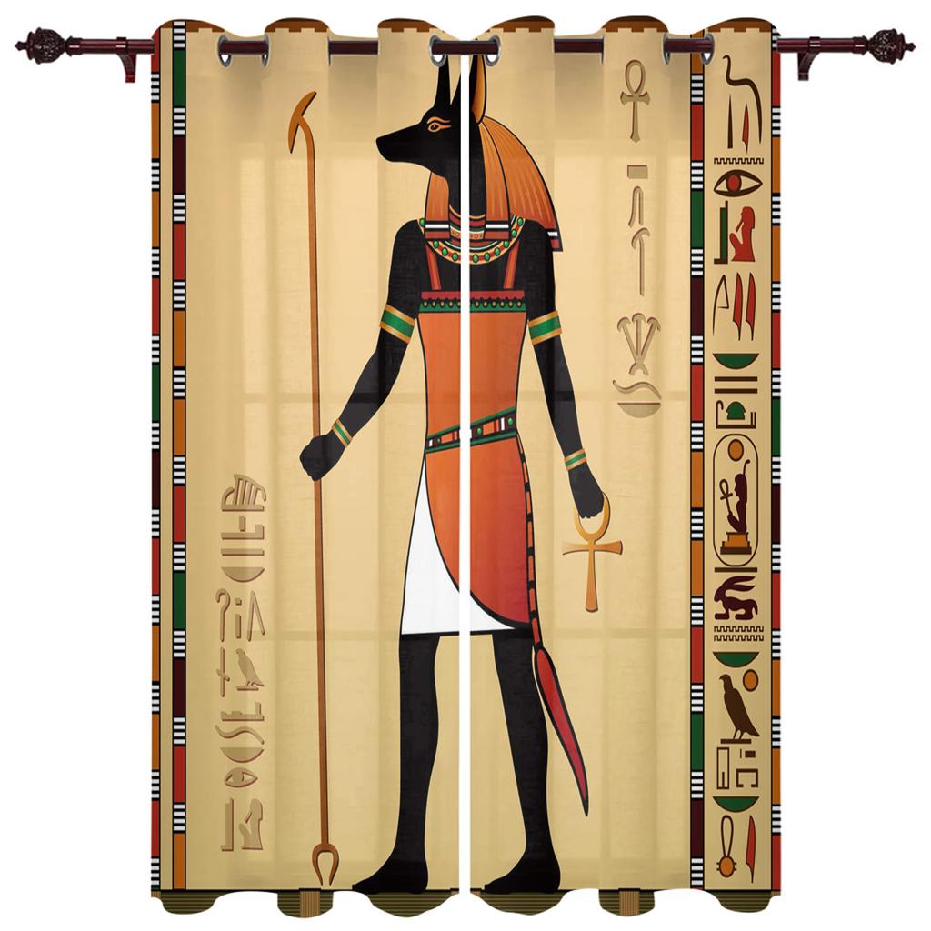 Egyptisk Tempelkultur Symbol Gardiner för Sovrum Kök Fönsterbehandlingar Kappa Gardiner för Vardagsrum