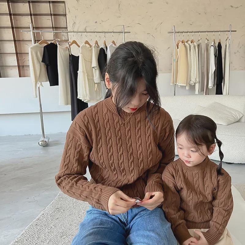 Clearance: Children's Cable Knit Sweater - Autumn Style Wool Pullover for Girls & Babies, Parent-Child Matching Option Available.