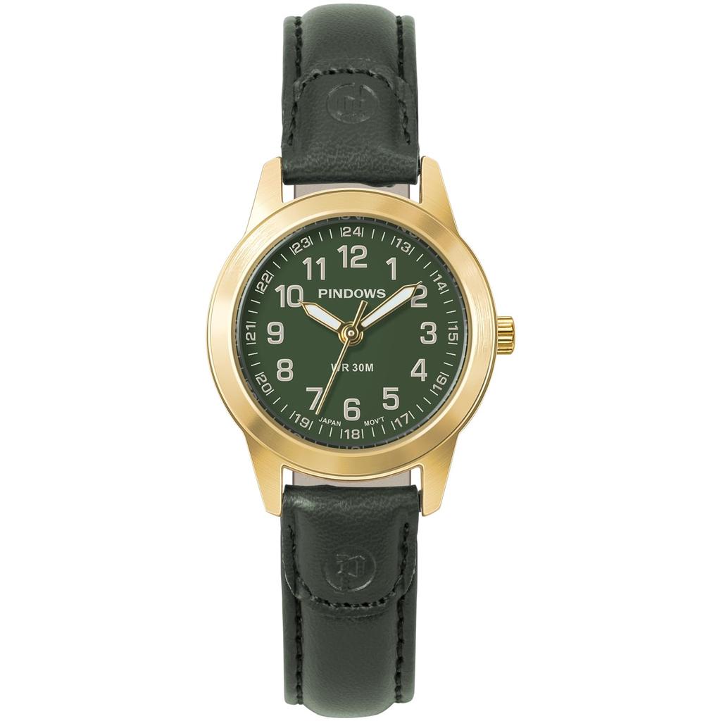 PINDOWS Elegant Analog Quartz Design with Leather Waterproof Fashion Dress Watch with Luminous Dial for Easy Reading Women's Watch, Strap,