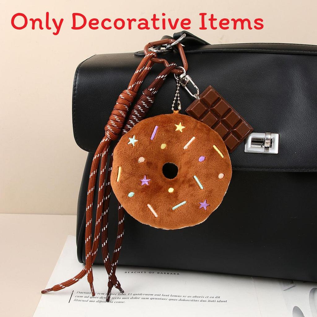 Sweet Donut Plush Keychain With Polyester Material For Bag Accessories