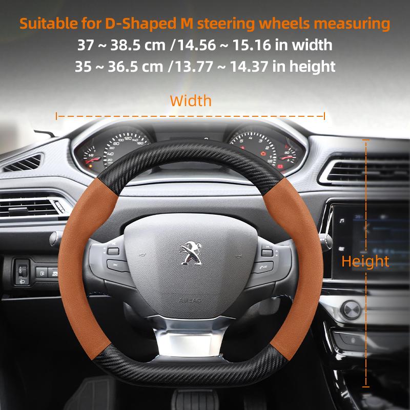 Housse de volant texturée fibre de carbone mate suédée adaptée pour Peugeot 206 208 3008 308 207 307 2008 508 5008 407 107 Partner Rifter