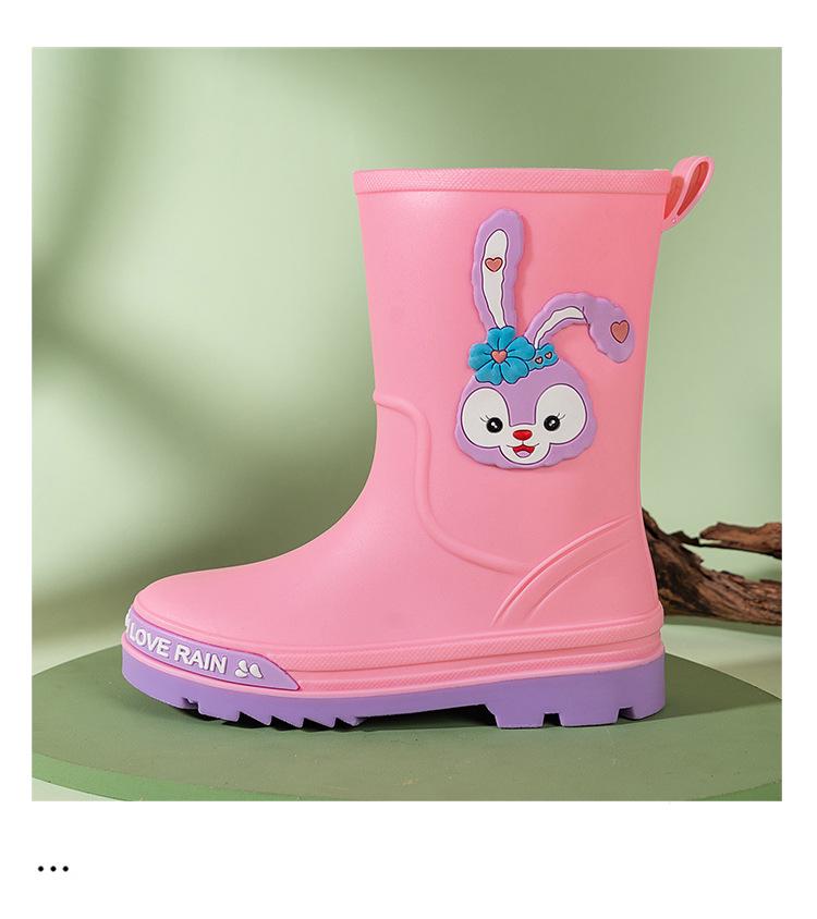 Children's Cartoon Mid-Calf Waterproof Rain Boots - Non-Slip, Thick, and Cute for Boys and Girls
