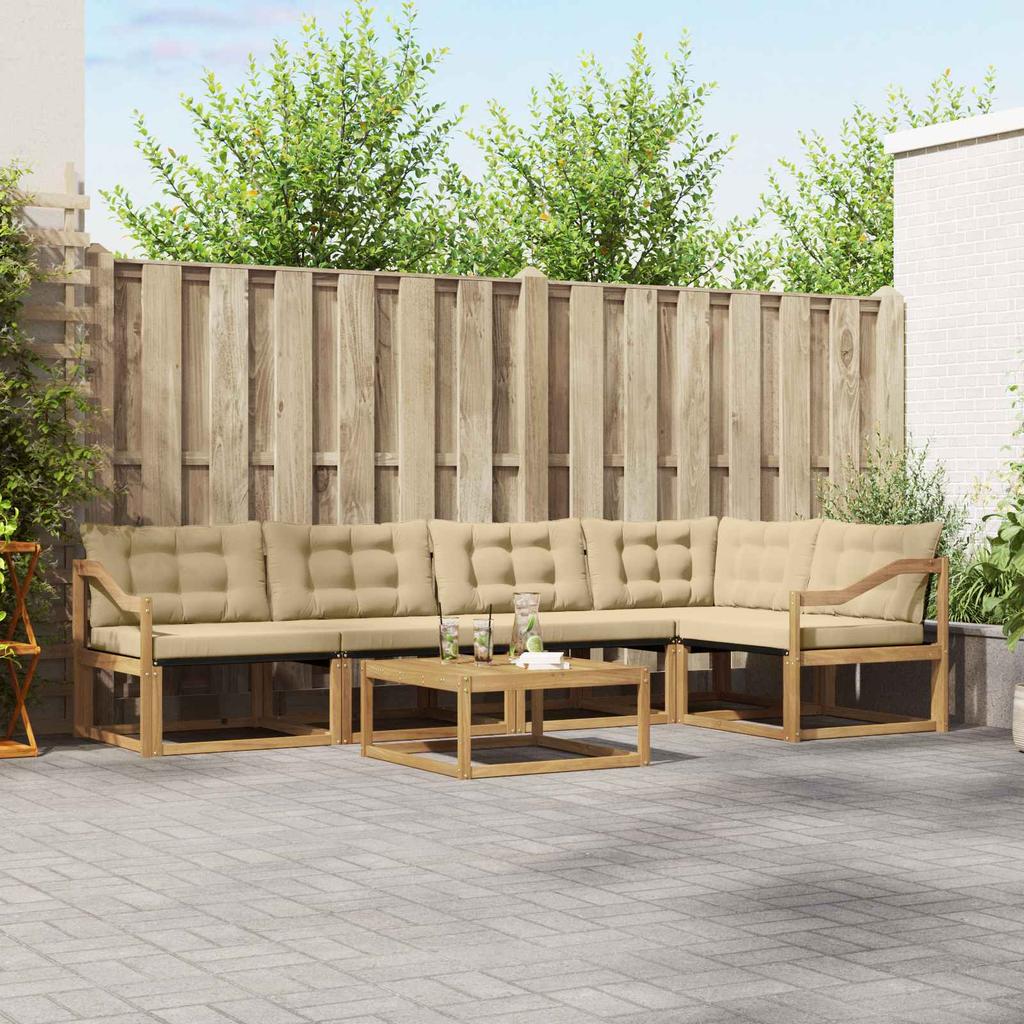 Outdoor Sofa Set 6 pcs White and Beige 79 x 79 x 37 cm