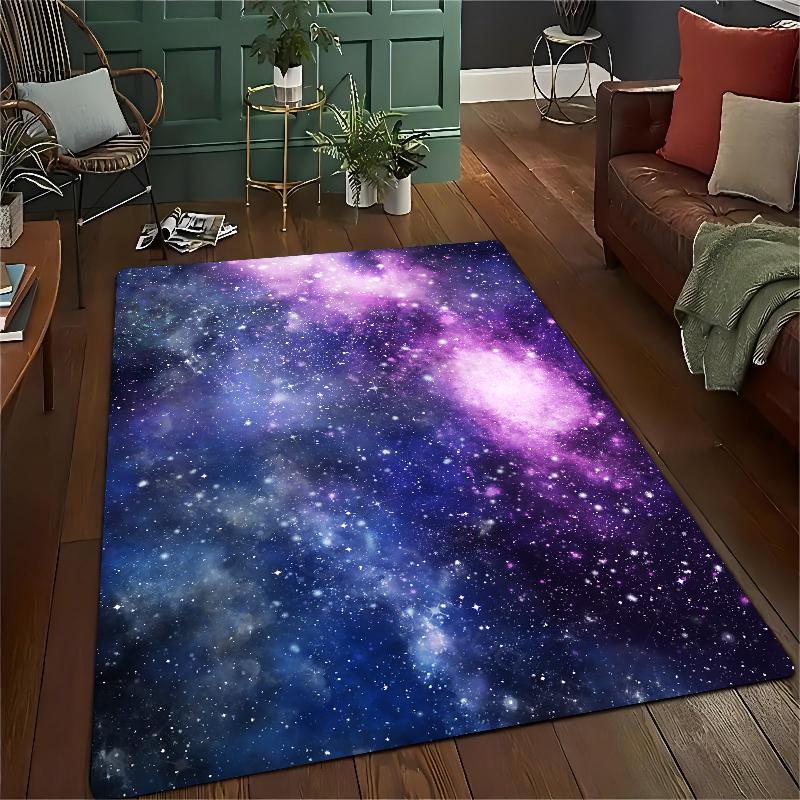 

1pc Dual-Colored Galaxy Pattern Area Mat - Soft Polyester, Non-Slip, Machine Washable, Ideal for Kitchen, Home, Office, Laundry 60x90cm