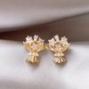 Gold zircon pearl star bouquet earrings women's niche design earrings 1011 new popular earrings earrings