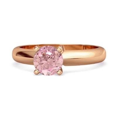 Solitaire 0.25 Cts Brilliant Cut Pink Zirconia 925 Sterling Silver Rose Gold Vermeil Promise Women Wedding Ring