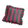 Stylish Square Pillow Cover With Ruffled Trim and Striped Pattern Design Throw Cushion Case For Sofa Bedroom Decors