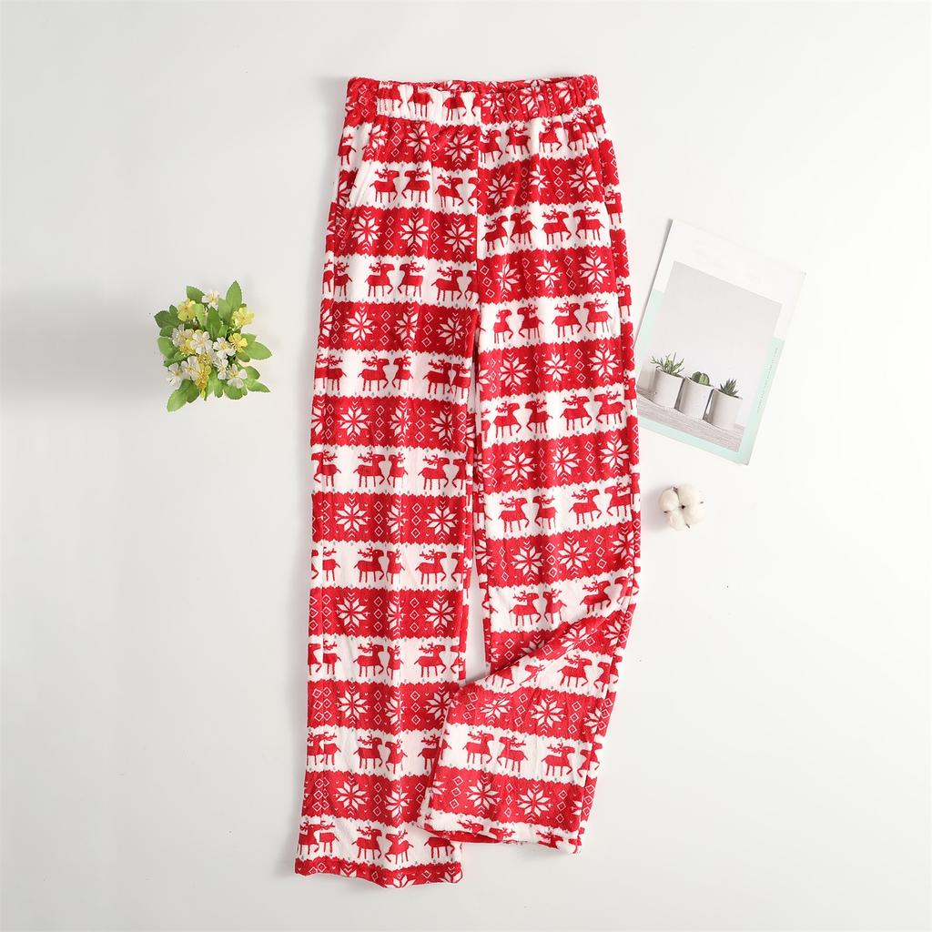 Women Pajama Pants Plush Sleep Pants Soft Elastic Waist Pajama Bottoms Patterned Pants With 2 Pockets