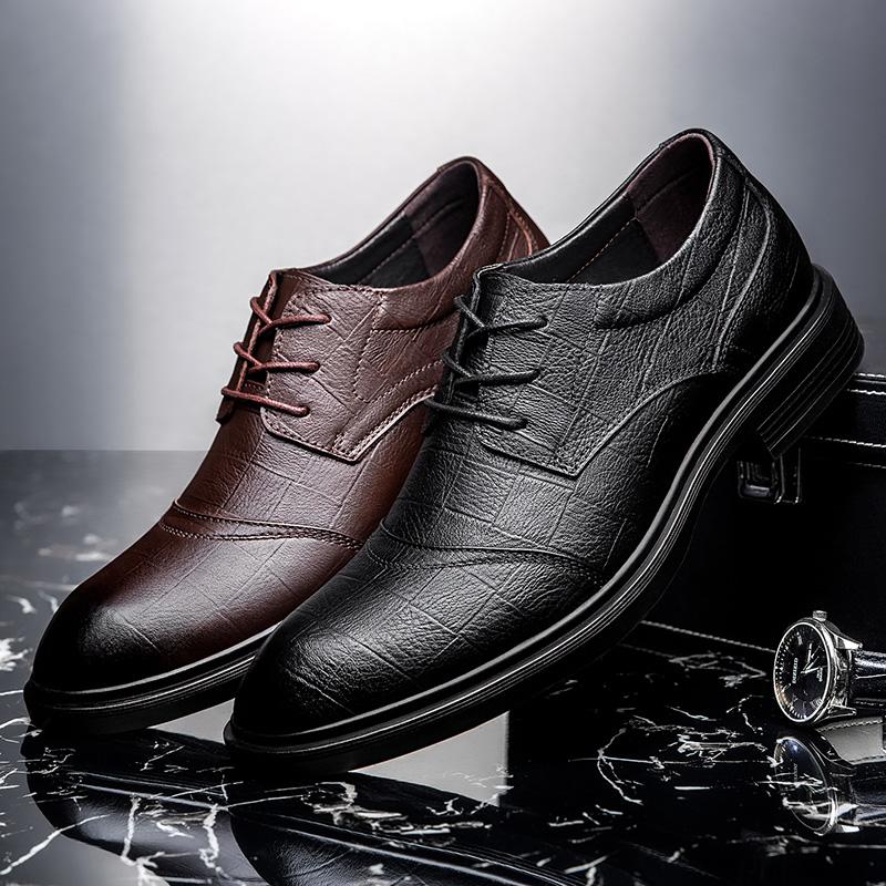 100% Genuine Leather Shoes Men Autumn Winter Warm Plush Business Office Mens Oxfords Cow Leather Luxury Casual Dress Shoes Man