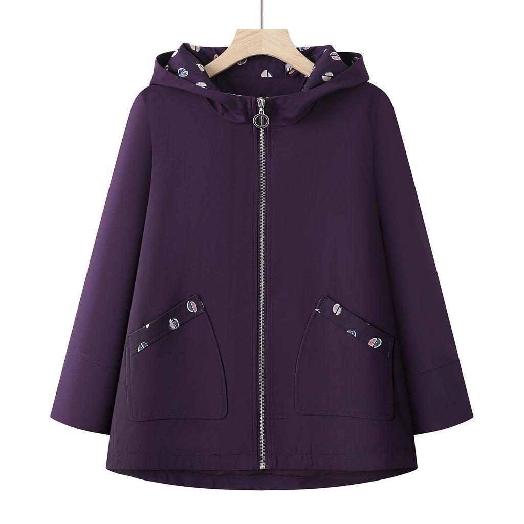 Plus Size 200 Jin Windbreaker Jacket for Middle-Aged Women - Stylish Spring & Autumn Outerwear for Moms & Grandmas