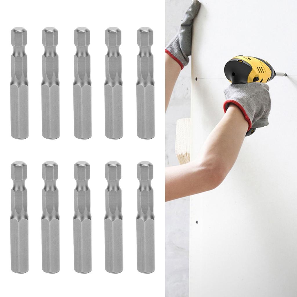 10 Stück Elektrische Schraubendreher-Bits Gehärtet Sechskantaufnahme Magnetisch S2 Legierter Stahl 8mm 50mm