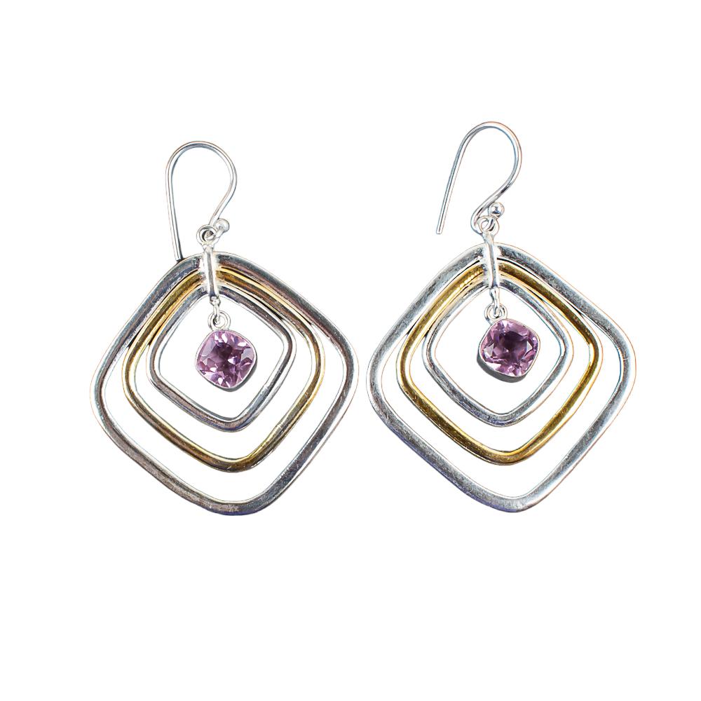 Natural Morganite Gemstone 925 Sterling Silver Handcrafted Jewelry Earrings2.44" EE-70-1