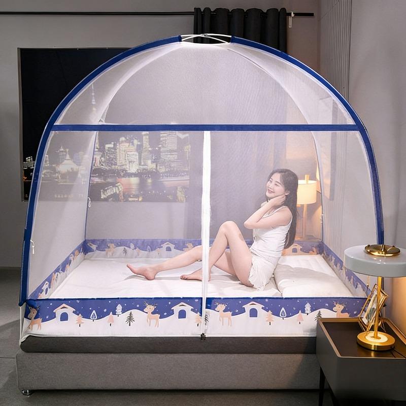 

Installation Free Mosquito Net,Yurt Mosquito Net, Upgraded Fully Enclosed Bottom,1Second Quick Opening,Breathable And Non-Stuffy 120x200x150cm
