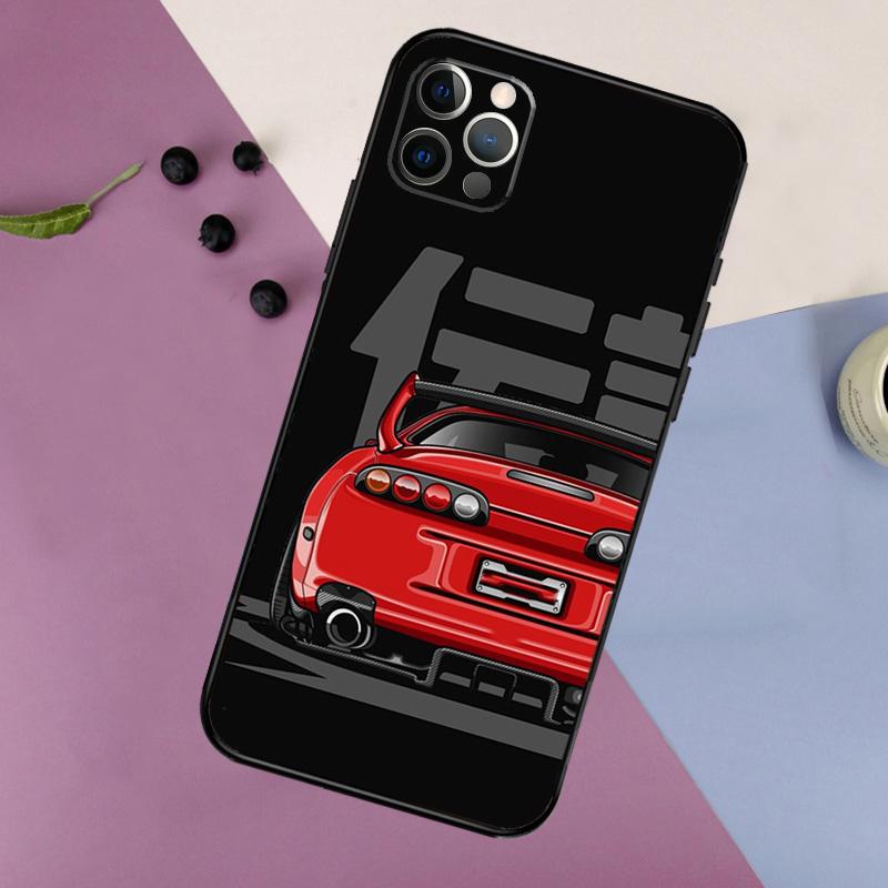 Car Back Cartoon Art JDM Phone Case For iPhone 16 15 14 13 11 12 17 Pro Max mini 15 16 Plus 16e 17 Air Bumper Cover iPhone 15