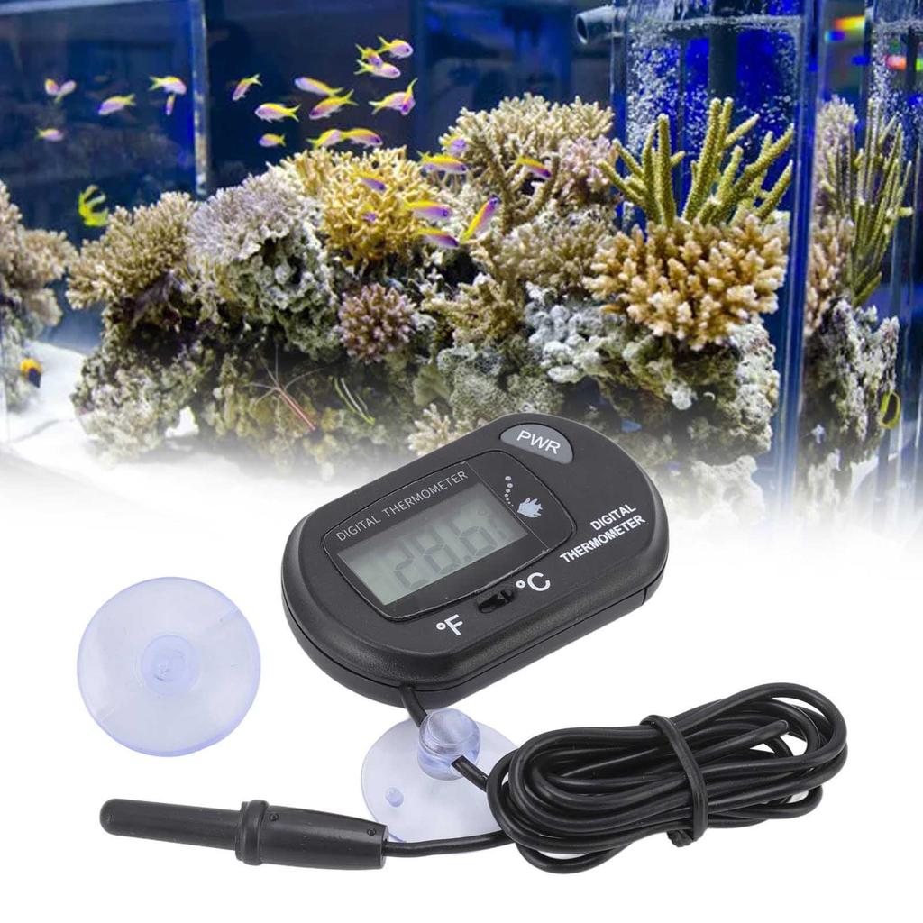 Aquarium Thermometer, Digital LCD Display with Accurate Temperature Monitoring and Strong Suction Cup, Waterproof Submersible Meter for Aquarium Water