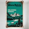 Vintage Stierra Bullets Second Edition Reloading Manual Metal Tin Sign - Teal Retro Design with Mountain & Deer Illustration, Ru