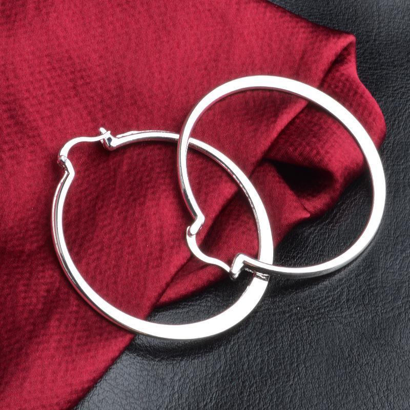 Hot 5CM Big Circle Silver Color Hoop Earrings for Women Holiday Gift Classic Charms Party Wedding Jewelry