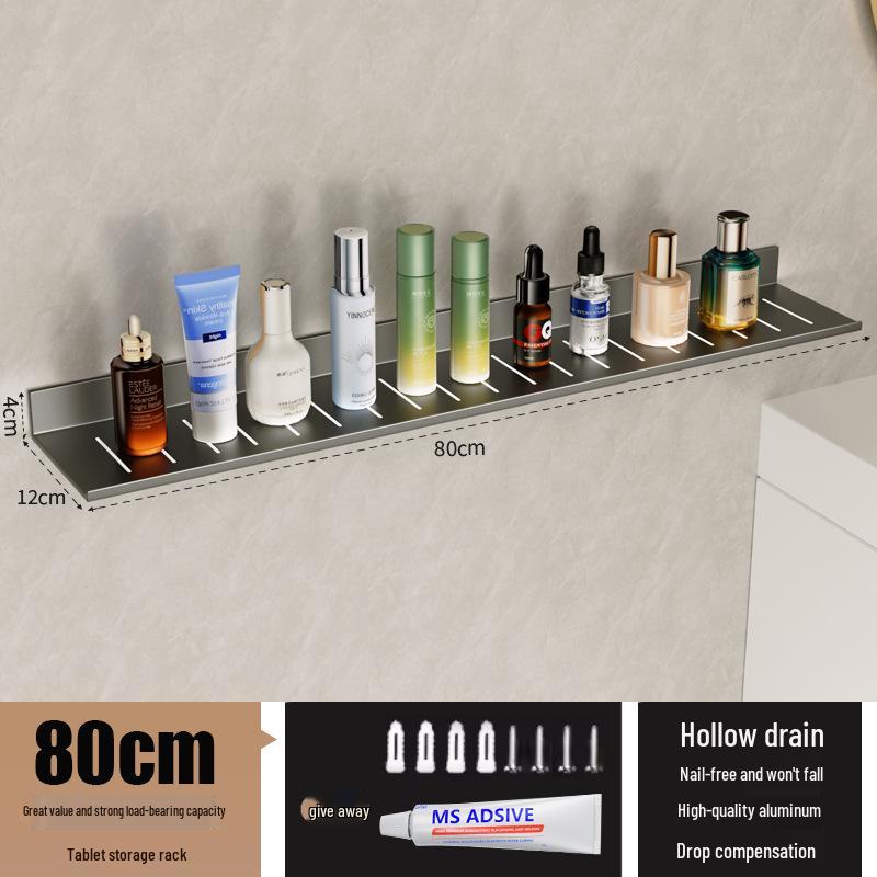 Wall-Mounted No-Drill Bathroom Vanity Shelf with Space for Faucet and Mirror