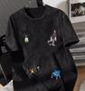 Unisex gewaschenes T-Shirt Vintage bedruckt Skateboard Camping Stil Lässig Vielseitig Trendige Oberteile