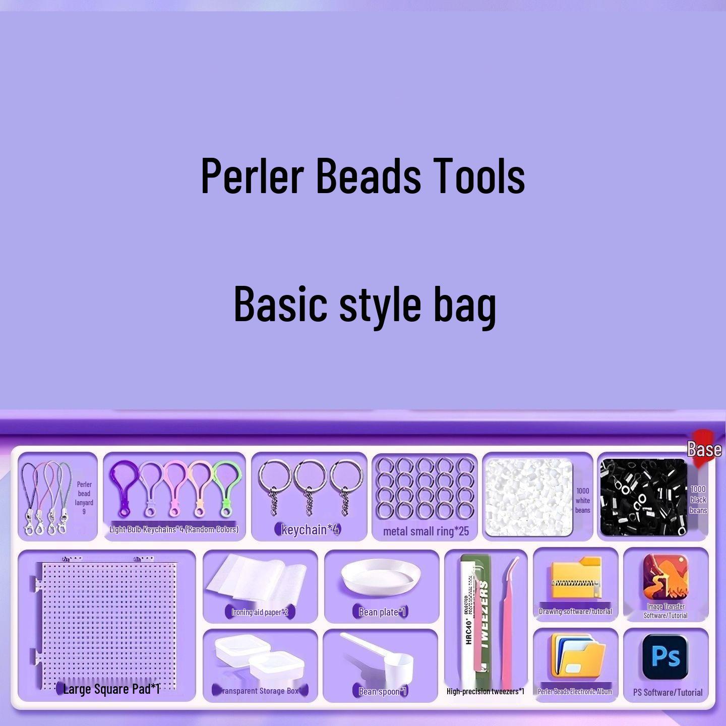 

DIY Perler Bead Kit: Automatic Pen, Bead Needle, Shovel, Black & White Beads, Full Set with Iron Tool