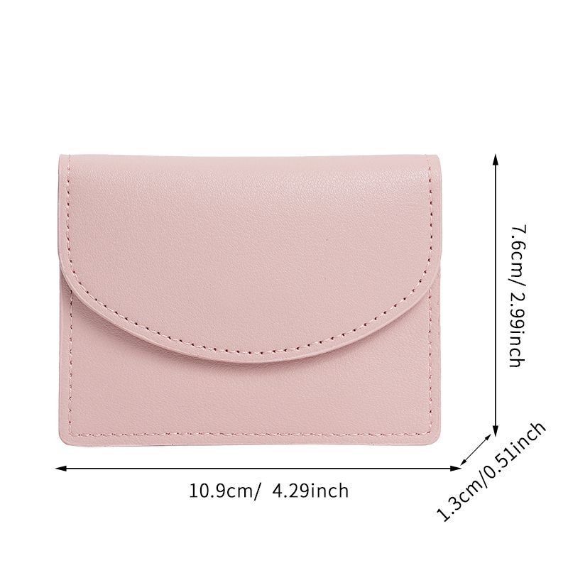 Korean Ins Style Short Small Card Holder  Portable  Compact  Solid Color  Simple Girl  New Pu Leather Id Coin Purse