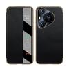 Premium Genuine Leather Flip Case Pura 70 Ultra Pro With Texture Electroplated Black Gold Finish