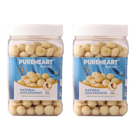 

Pureheart Natural Macadamia (650 gm, Pack of 2)- Premium Australian Macadamia Nutsand Crunchy Dry Fruits, Ideal Snacks, No Additives - Reusable Jar