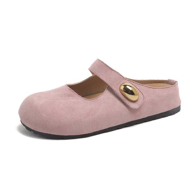 [Ushilai] French small golden bean flat-bottomed bag head Boken slippers women's 2025 summer new one-pedal and half slippers