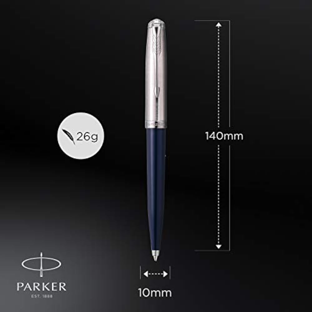 PARKER Parker Ballpoint Pen 51 Midnight Blue CT Medium, Permanent Imported in Gift Box 2123505Z