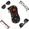 2D-Bohemian Floral Print Protective Sunglasses Case, Vintage Mandala Style Eyeglasses Storage Pouch, Soft Portable Eyewear Holder Case for Travel Dail