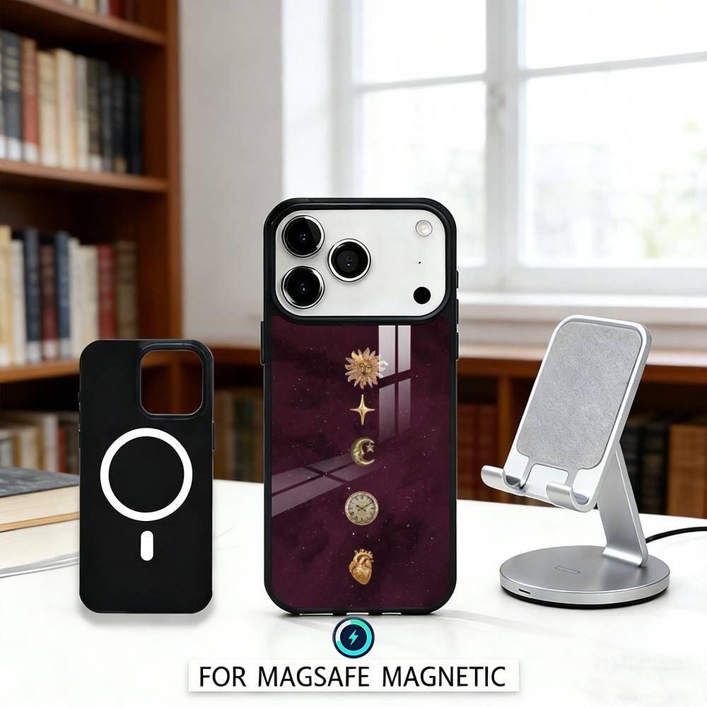 

Gilded Sun and Moon Phone Case Magnetic For iPhone17 16 15 14 13 12 Pro Max For Magsafe Wireless Charging Cover iPhone12