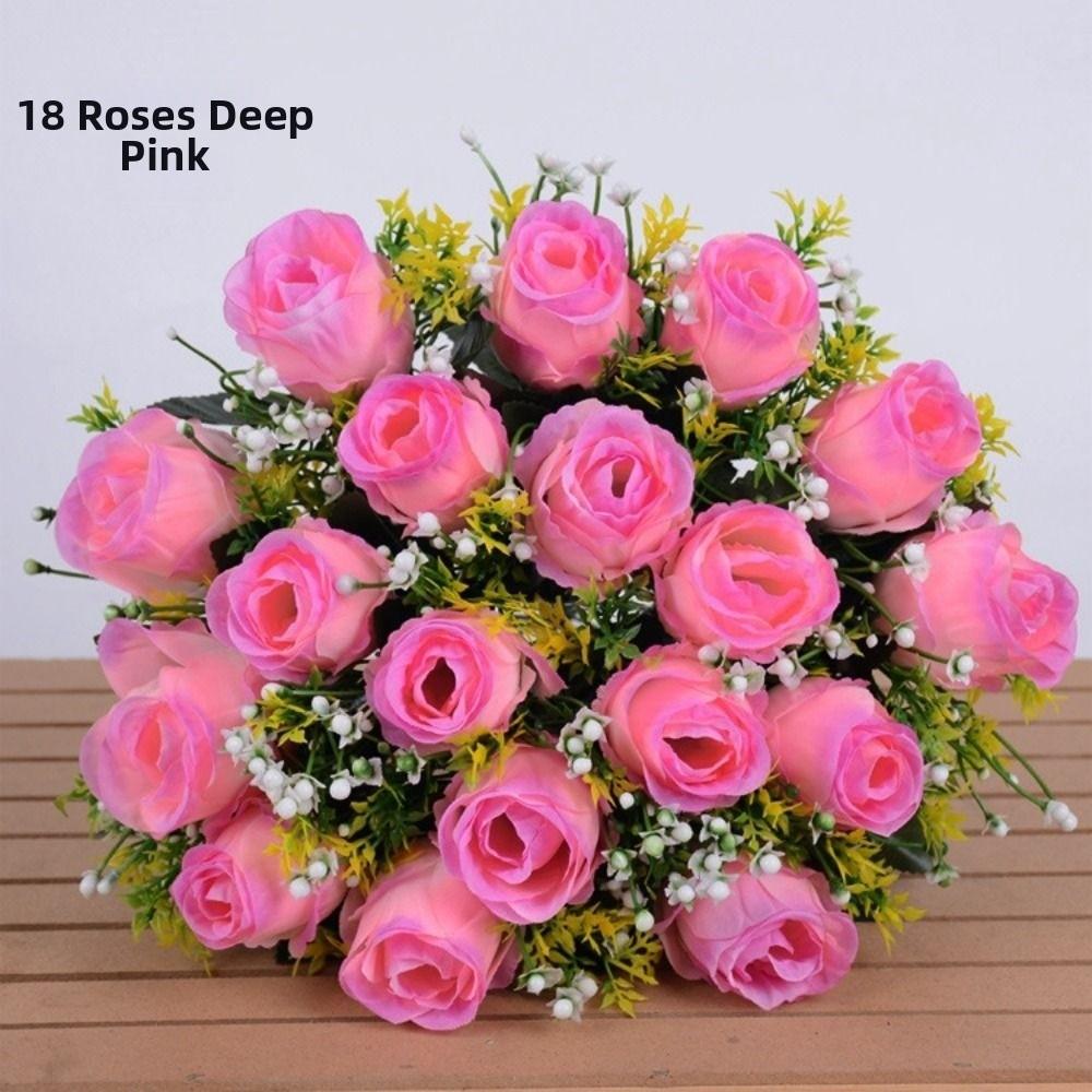 18 Head Valentine's Day Flowers 10 Colors Natural Simulated Rose Real Happy Flower  Home Decorative