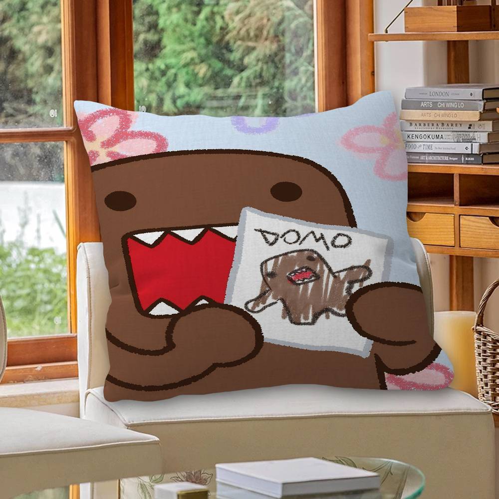 Cute Domo-Kun Maple Design Cushion Cover Happy Autumn Harvest Decor Holiday Decorati Pillow Cover