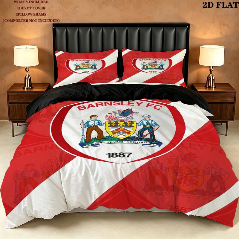 Постельное белье с узором Barnsley FC Комплект одеяла Пододеяльник Наволочка Домашний Декор Подарок на День Рождения (1 * пододеяльник + 2 * наволочка без наполнителя)