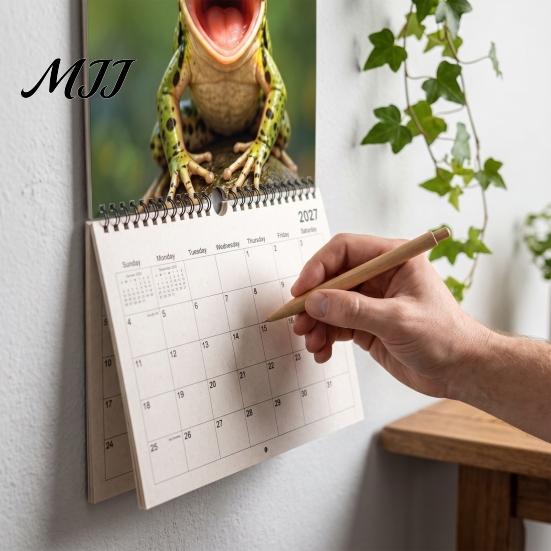 Planner for Students 2027 Funny Frog Wall Calendar, Cute Animal Illustration Monthly Birthday Reminder Tracker Home Office, Mark Important Dates,