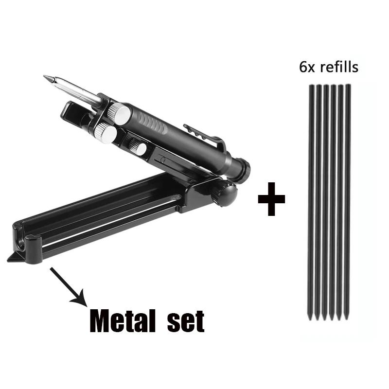 Multi-function Scribing Tool Construction Pencil Aluminum Alloy DIY Woodworking Scribe Gauge Scriber Line Maker Measuring Tool