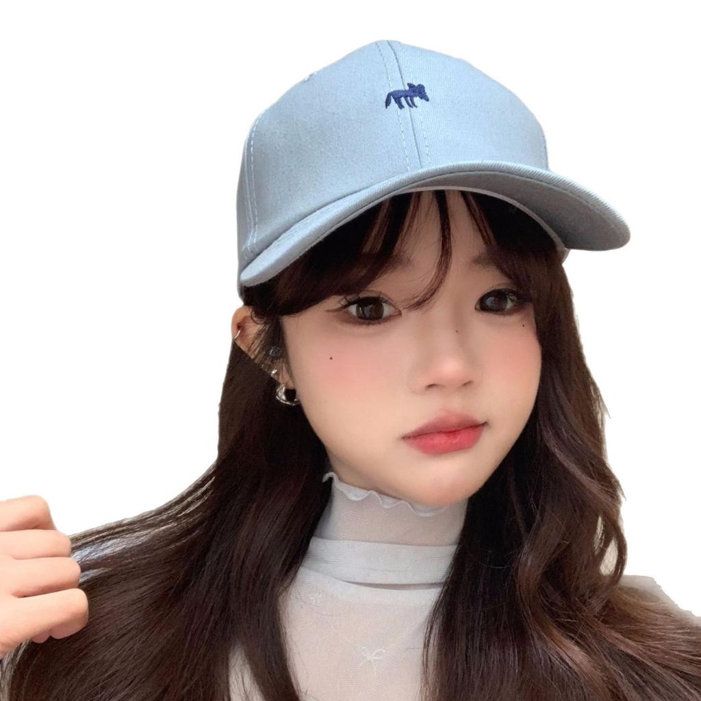 Neue koreanische bestickte Baseballkappe mit kleinem Fuchs für Männer und Frauen mit breiter Krempe, die ihre Gesichter zeigen, und kleine Entenküken-Hüte zum Reisen, Sonnenhüte