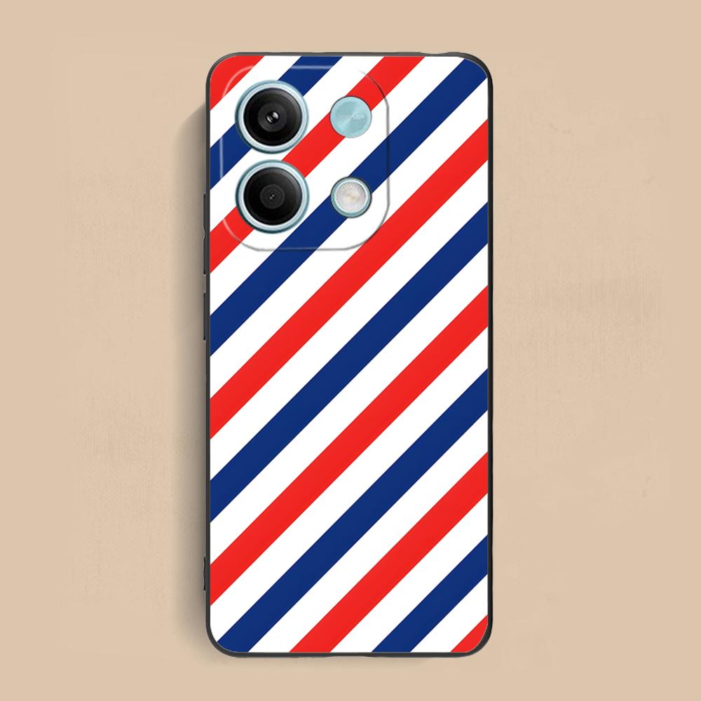 Red Blue Stripe Mobile Phone Case for Xiaomi Redmi Note 14 13 12 11 S Pro Plus 4G 5G Colorful Printing Cover Pretty Luxury Cover