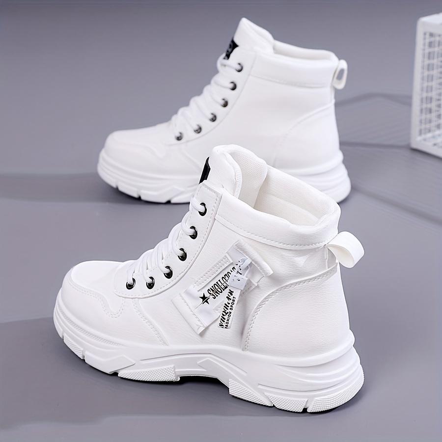Удобные кроссовки Легкие удобные женские модные кроссовки с высоким верхом Белая ПУ ткань подошва ТПР застежка-молния идеально подходят для весны осени 40 2477₽