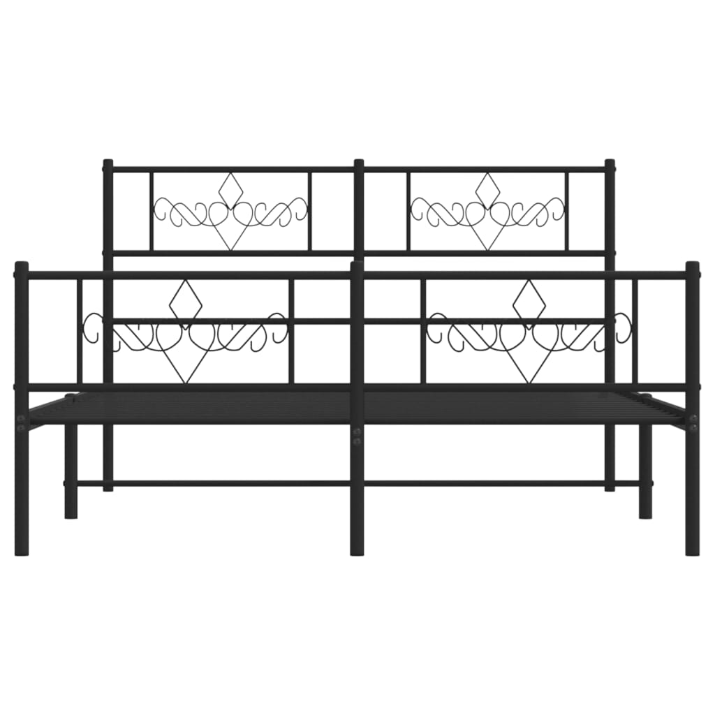Vidaxl Metalowa Rama Łóżka Z Wezgłowiem I Zanóżkiem, Czarna, 120X190Cm