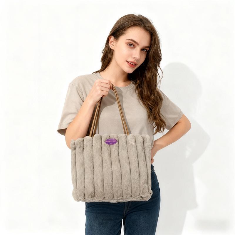2025 Women’s Large Capacity Plush Tote Bag - Autumn/Winter Casual Shoulder Bag for Class & Commute