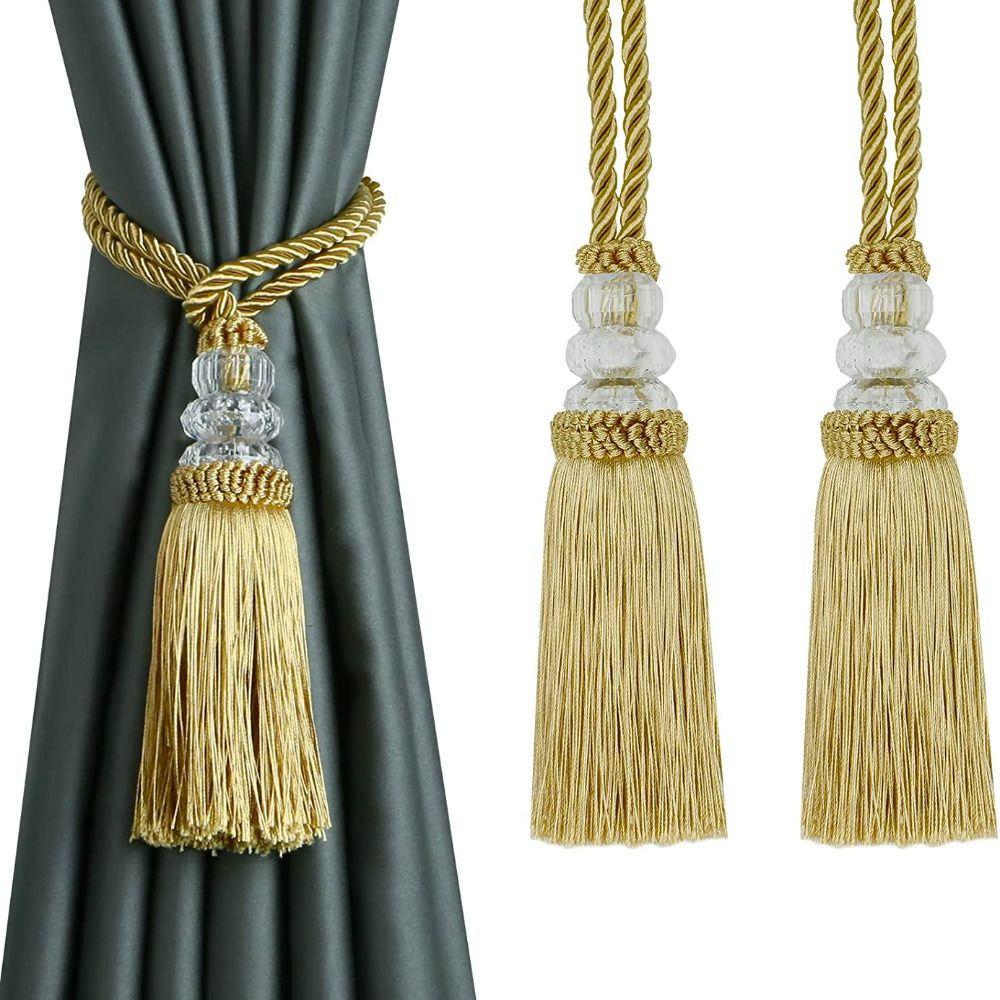 Silverfärgade Knytband med Tofs Guld Heminredning GardinKnytband Moderna 2-pack Gardin Handvävda Knytband Gardin