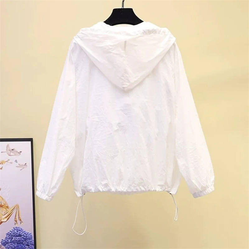 Women's Summer Hooded Zipper Thin Jacket Sun Protection Windbreaker