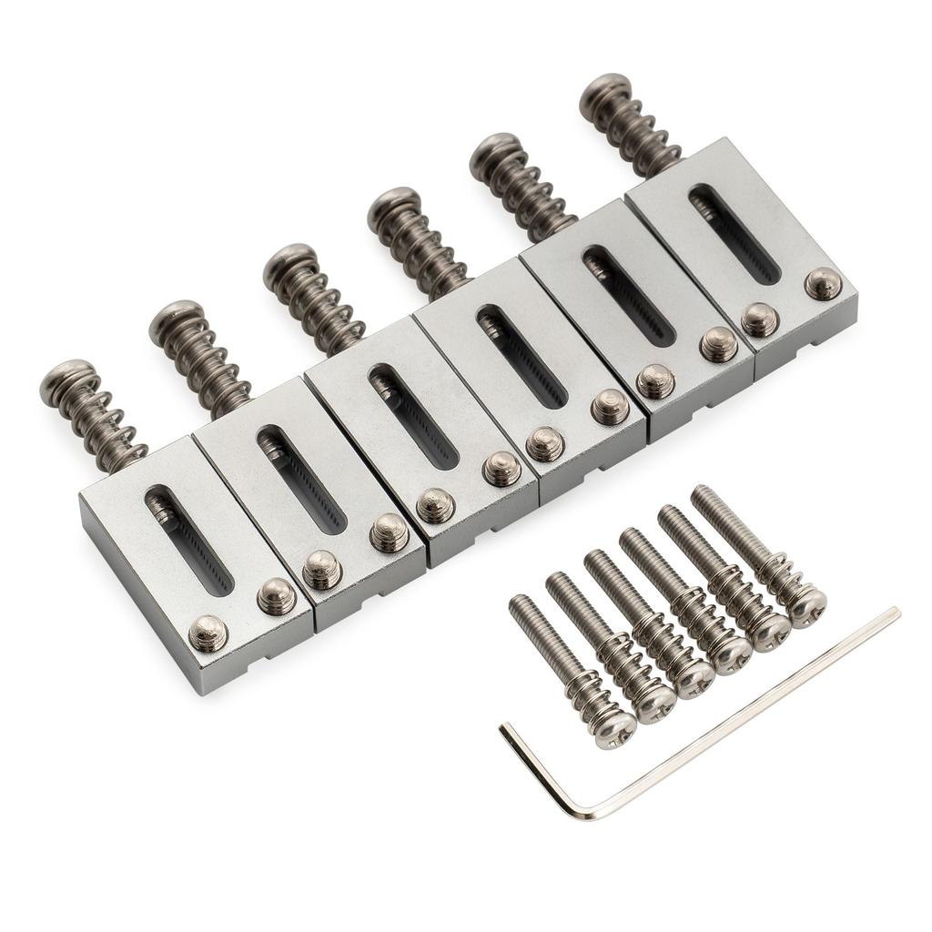 Musiclily Ultra 10.8mm Brass Bridge Saddles for Strat/Telecaster Electric Guitars, Chrome (Set of 6)