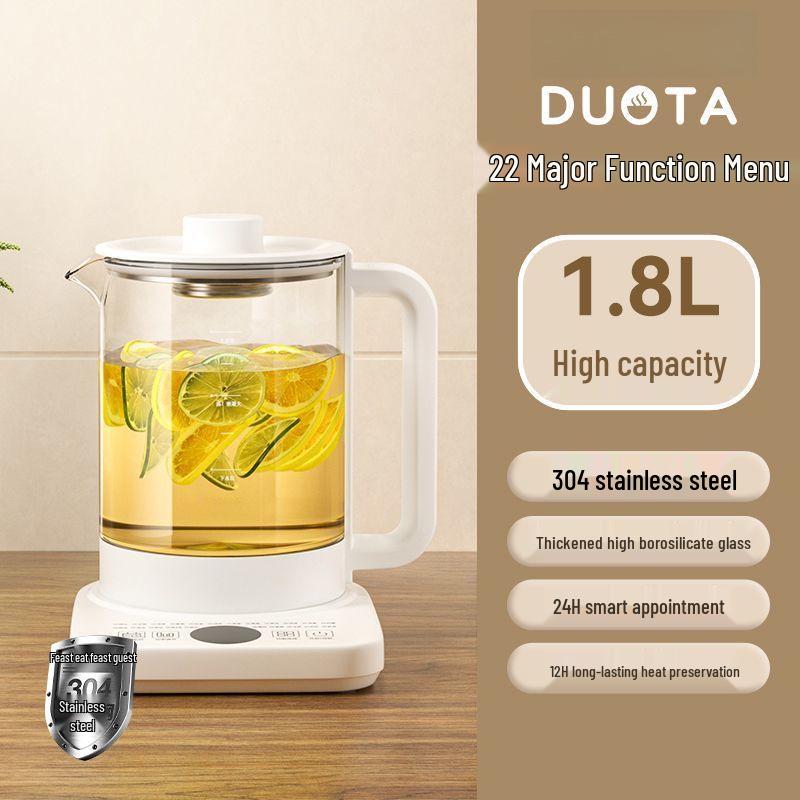 Multi-functional Electric Glass Kettle with Frying Pan, Steamer, and Tea Maker.