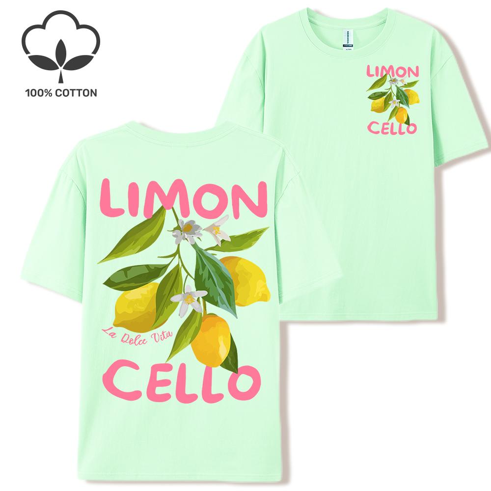 Lemon Fruits Cello Pink Letter Print Woman T Shirts Cotton Multicolor T Shirt Hip Hop Summer Short Sleeve Y2K Womens Streetwear