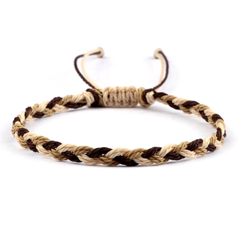 Adjustable Colorful Three-Strand Braided Waxed Thread Bracelet Set for Couples and Handmade Jewelry