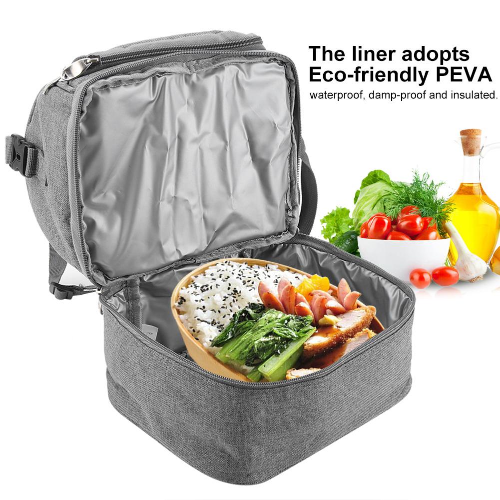 7L Portable Double Layers Insulated Bento Bag Lunchbox Tote for School Office Picnic