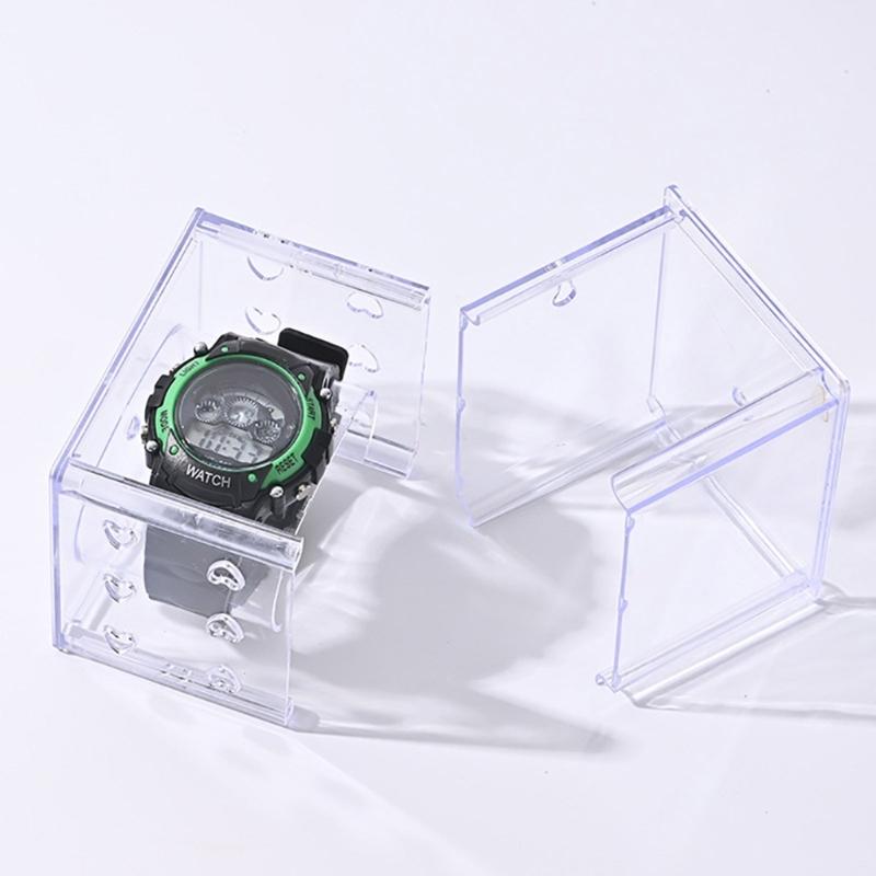 Transparent Watch Storage Box for Home and Commercial Display Acrylic Wristwatch Organizer Timepieces Protective Case