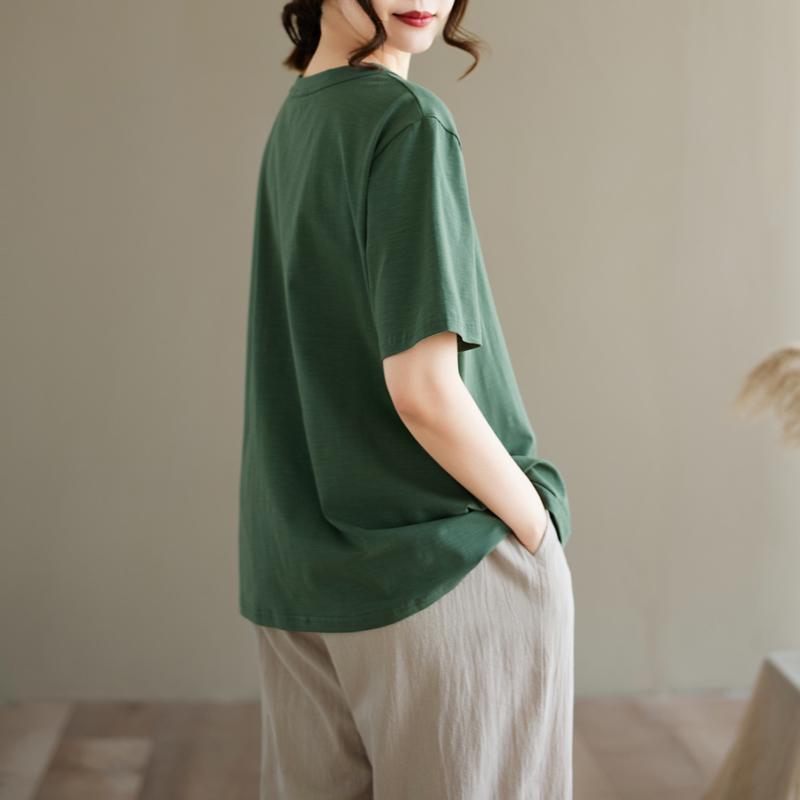 DIMANAF 2026 Summer Women Plus Size New Tees Shirt Vintage Print Short Sleeve Cotton Casual Loose Lady Tops